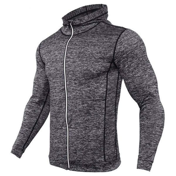 2018 New Mens Running Jackets Fitness Sports Coat Hooded Tight Hoodie Gym Soccer Training Run Jogging Jackets Reflective zipper