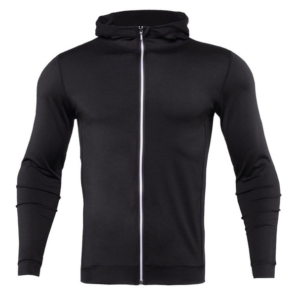 2018 New Mens Running Jackets Fitness Sports Coat Hooded Tight Hoodie Gym Soccer Training Run Jogging Jackets Reflective zipper