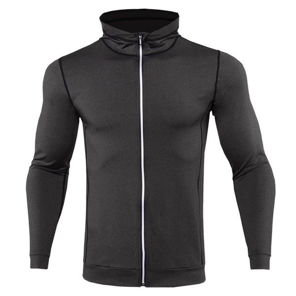 2018 New Mens Running Jackets Fitness Sports Coat Hooded Tight Hoodie Gym Soccer Training Run Jogging Jackets Reflective zipper