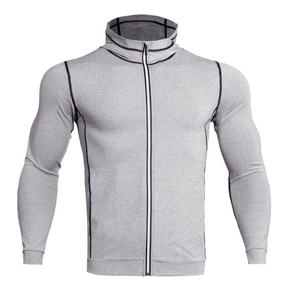 2018 New Mens Running Jackets Fitness Sports Coat Hooded Tight Hoodie Gym Soccer Training Run Jogging Jackets Reflective zipper