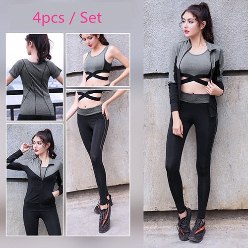 Women Yoga Set lady Gym Fitness Clothes Tennis Shirt Pants Running Tight Jogging Workout Yoga Leggings Sport Suit plus size