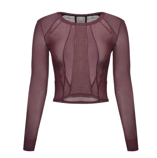 Sexy Transparent Sport Top Fitness Women Sport Shirt Sports Wear For Women Gym Long Sleeve Yoga T Shirt Breathable Sportswear